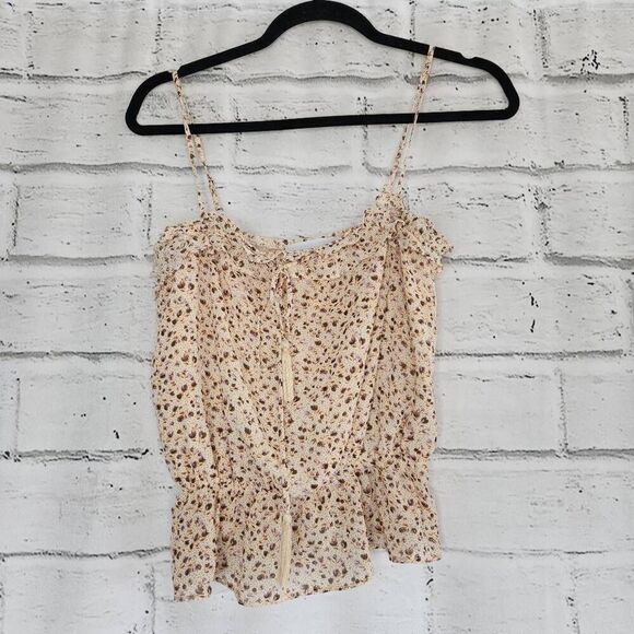 Nectar Clothing Women's Cream Floral Spaghetti Strap Boho Peplum Top Size Small - Picture 1 of 9